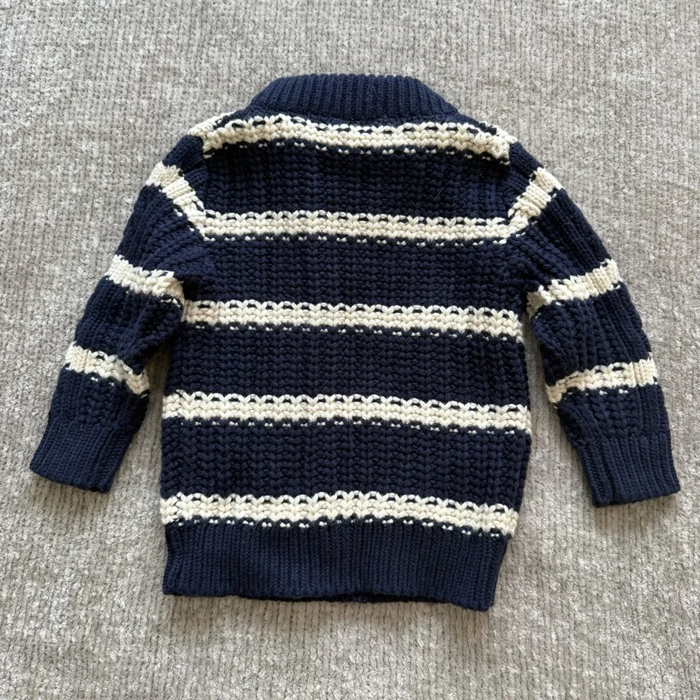 Baby Gap Cable‎ Knit Sweater Navy Cream Stripe Toddler 12–18M